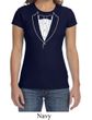 Ladies Shirt Basic White Tuxedo Crewneck Tee T-Shirt