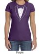 Ladies Shirt Basic White Tuxedo Crewneck Tee T-Shirt