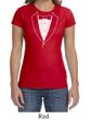 Ladies Shirt Basic White Tuxedo Crewneck Tee T-Shirt