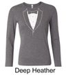 Ladies Shirt Basic White Tuxedo Long Sleeve Tee T-Shirt