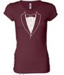 Ladies Shirt Basic White Tuxedo Longer Length Tee T-Shirt