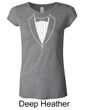 Ladies Shirt Basic White Tuxedo Longer Length Tee T-Shirt