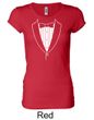 Ladies Shirt Basic White Tuxedo Longer Length Tee T-Shirt