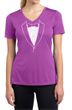 Ladies Shirt Basic White Tuxedo Moisture Wicking V-neck Tee T-Shirt
