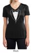 Ladies Shirt Basic White Tuxedo Moisture Wicking V-neck Tee T-Shirt