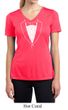 Ladies Shirt Basic White Tuxedo Moisture Wicking V-neck Tee T-Shirt