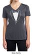 Ladies Shirt Basic White Tuxedo Moisture Wicking V-neck Tee T-Shirt