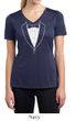 Ladies Shirt Basic White Tuxedo Moisture Wicking V-neck Tee T-Shirt