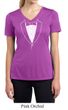 Ladies Shirt Basic White Tuxedo Moisture Wicking V-neck Tee T-Shirt