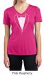 Ladies Shirt Basic White Tuxedo Moisture Wicking V-neck Tee T-Shirt