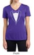 Ladies Shirt Basic White Tuxedo Moisture Wicking V-neck Tee T-Shirt