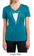 Ladies Shirt Basic White Tuxedo Moisture Wicking V-neck Tee T-Shirt