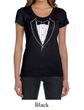 Ladies Shirt Basic White Tuxedo Scoop Neck Tee T-Shirt