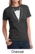 Ladies Shirt Basic White Tuxedo Tee T-Shirt