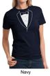 Ladies Shirt Basic White Tuxedo Tee T-Shirt