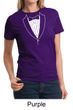 Ladies Shirt Basic White Tuxedo Tee T-Shirt