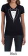 Ladies Shirt Basic White Tuxedo V-neck Tee T-Shirt