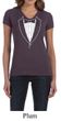 Ladies Shirt Basic White Tuxedo V-neck Tee T-Shirt