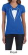 Ladies Shirt Basic White Tuxedo V-neck Tee T-Shirt
