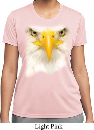 Ladies Shirt Big Bald Eagle Face Moisture Wicking Tee T-Shirt