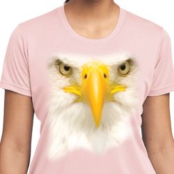 Ladies Shirt Big Bald Eagle Face Moisture Wicking Tee T-Shirt