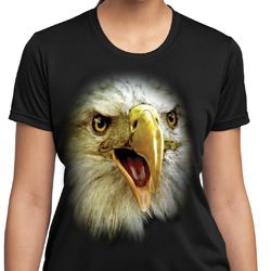 Ladies Shirt Big Eagle Face Moisture Wicking Tee T-Shirt