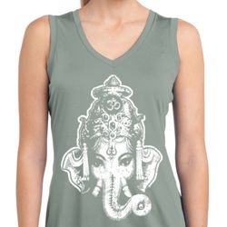 Ladies Shirt BIG Ganesha Head Sleeveless Moisture Wicking Tee T-Shirt
