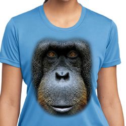 Ladies Shirt Big Orangutan Face Moisture Wicking Tee T-Shirt