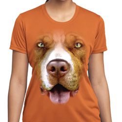 Ladies Shirt Big Pit Bull Face Moisture Wicking Tee T-Shirt
