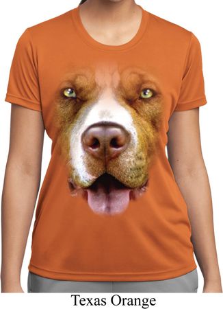 Ladies Shirt Big Pit Bull Face Moisture Wicking Tee T-Shirt