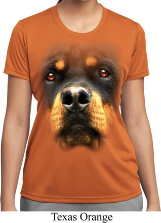 Ladies Shirt Big Rottweiler Face Moisture Wicking Tee T-Shirt