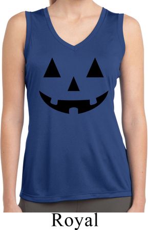 Ladies Shirt Black Jack O Lantern Sleeveless Moisture Wicking Tee