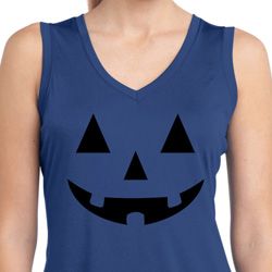 Ladies Shirt Black Jack O Lantern Sleeveless Moisture Wicking Tee Ladies Shirt Black Jack O Lantern Sleeveless Moisture Wicking Tee