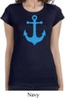 Ladies Shirt Blue Anchor Longer Length Tee T-Shirt