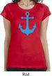 Ladies Shirt Blue Anchor Longer Length Tee T-Shirt