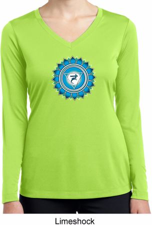Ladies Shirt Blue Vishuddha Dry Wicking Long Sleeve Tee