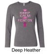 Ladies Shirt Breast Cancer Awareness Keep Calm Long Sleeve Tee T-Shirt