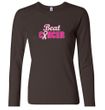 Ladies Shirt Breast Cancer Awareness Beat Cancer Long Sleeve Tee
