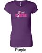 Ladies Shirt Breast Cancer Awareness Beat Cancer Longer Length Tee