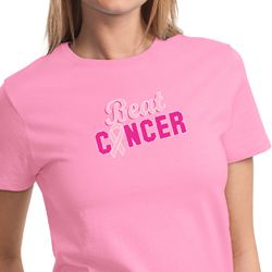 Ladies Shirt Breast Cancer Awareness Beat Cancer Tee T-Shirt