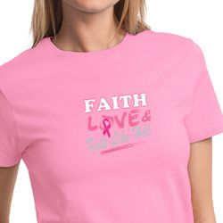 Ladies Shirt Breast Cancer Awareness Faith Love Fight Tee T-Shirt