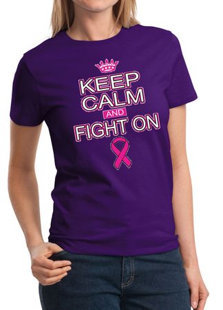 Ladies Shirt Breast Cancer Awareness Keep Calm Tee T-Shirt
