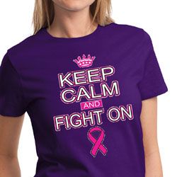 Ladies Shirt Breast Cancer Awareness Keep Calm Tee T-Shirt
