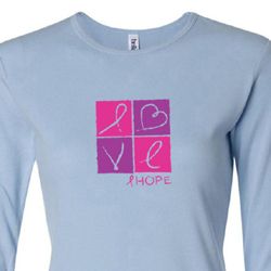 Ladies Shirt Breast Cancer Awareness Love Hope Long Sleeve Tee T-shirt
