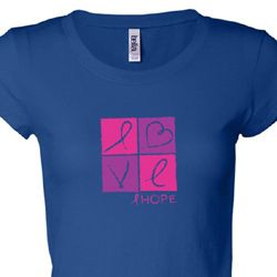 Ladies Shirt Breast Cancer Awareness Love Hope Longer Length Tee
