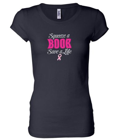 Ladies Shirt Breast Cancer Awareness Save a Life Longer Length Tee