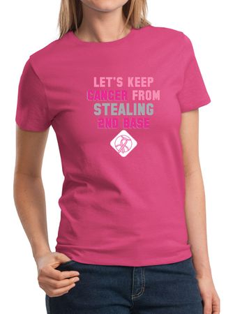 Ladies Shirt Breast Cancer Awareness Second 2nd Base Tee T-Shirt