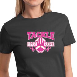 Ladies Shirt Breast Cancer Awareness Tackle Cancer Tee T-Shirt