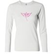 Ladies Shirt Breast Cancer Awareness Wings Ribbon Long Sleeve Tee