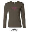 Ladies Shirt Breast Cancer Awareness Wings Ribbon Long Sleeve Tee